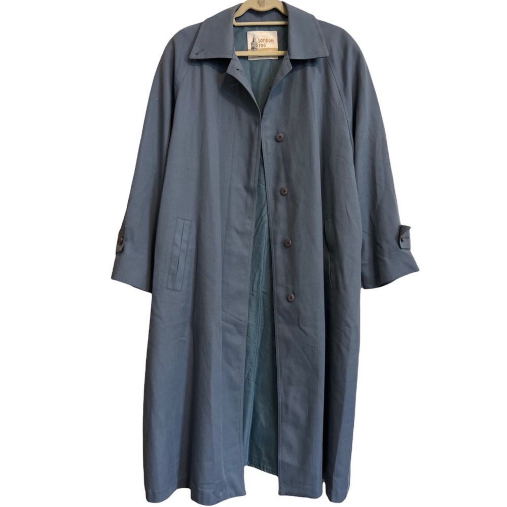 Vintage London Fog Womens Light Blue Trench Coat Size 18W